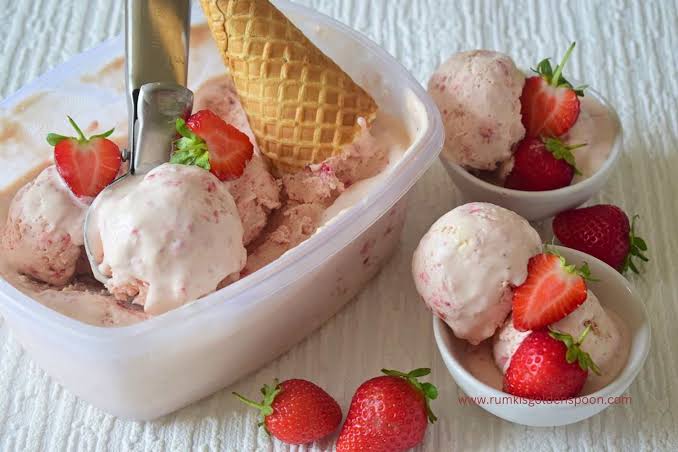 Fresh strawberry ice cream from Bombay Creamery
